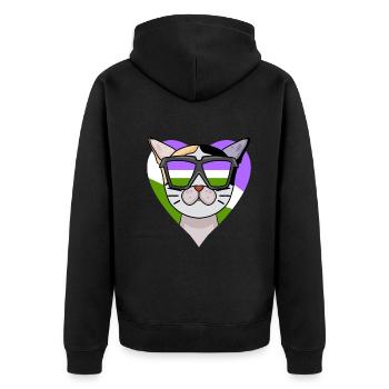 Genderqueer Chat Lgbt Bobtail japonais - Veste à capuche bio Premium Unisexe - noir - Dos - Nico (187cm)