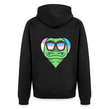 Transgender Transsexuell Krokodil Geschenk - Unisex Premium Bio Zip Hoodie - Schwarz - Hinten - Nico (187cm)