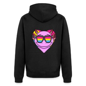 Pansexual Axolotl Gift - Unisex Premium Organic Zip Hoodie - black - Back - Nico (187cm)