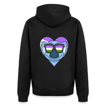 Genderqueer Koala - Veste à capuche bio Premium Unisexe - noir - Dos - Nico (187cm)