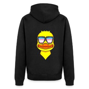 Transgender Transsexuell Ente Geschenk - Unisex Premium Bio Zip Hoodie - Schwarz - Hinten - Nico (187cm)
