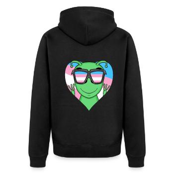 Transgender Transsexuell Alien Geschenk - Unisex Premium Bio Zip Hoodie - Schwarz - Hinten - Nico (187cm)