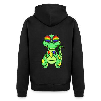 LGBT Animal Dinosaur Rainbow Heart - Unisex Premium Organic Zip Hoodie - black - Back - Nico (187cm)