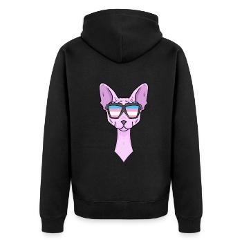 Transgender Transsexuell Sphynx Katze Geschenk - Unisex Premium Bio Zip Hoodie - Schwarz - Hinten - Nico (187cm)