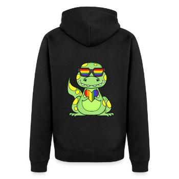 LGBT Animal Dinosaur Rainbow Heart - Unisex Premium Organic Zip Hoodie - black - Back - Nico (187cm)