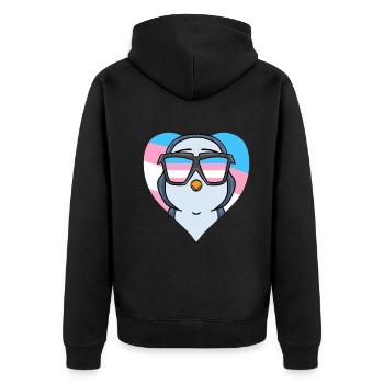 Transgender Transsexuell Pinguin Geschenk - Unisex Premium Bio Zip Hoodie - Schwarz - Hinten - Nico (187cm)