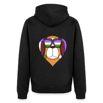 Genderqueer Lgbt Hund Bernhardiner - Unisex Premium Bio Zip Hoodie - Schwarz - Hinten - Nico (187cm)