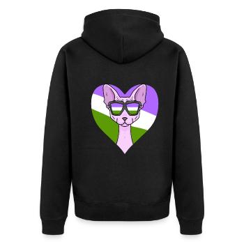 Genderqueer Lgbt Chat Sphynx - Veste à capuche bio Premium Unisexe - noir - Dos - Nico (187cm)