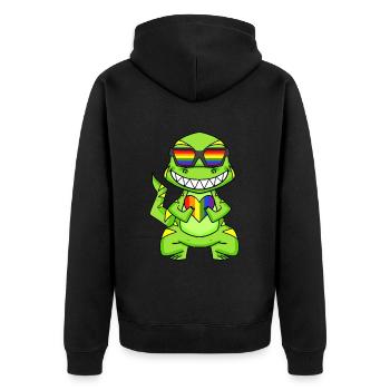 LGBT Animal Dinosaur Rainbow Heart - Unisex Premium Organic Zip Hoodie - black - Back - Nico (187cm)
