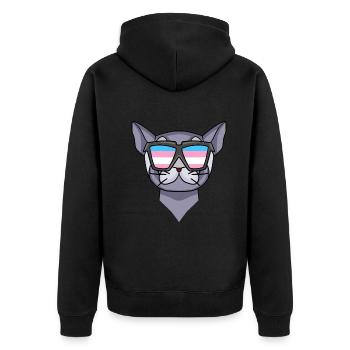 Transgender Transsexuell Britisch Kurzhaar Katze - Unisex Premium Bio Zip Hoodie - Schwarz - Hinten - Nico (187cm)