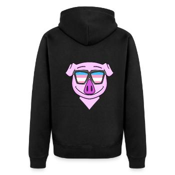 Transgender Transsexuell Schwein Geschenk - Unisex Premium Bio Zip Hoodie - Schwarz - Hinten - Nico (187cm)