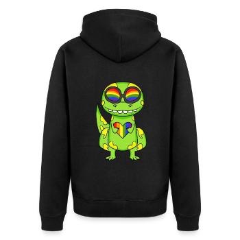 LGBT Animal Dinosaur Rainbow Heart - Unisex Premium Organic Zip Hoodie - black - Back - Nico (187cm)