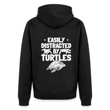 Cute sea turtles are easily stored by - Unisex Premium Organic Zip Hoodie - black - Back - Nico (187cm)