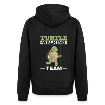 Outdoor Trekking Turtle Walking Team - Unisex Premium Organic Zip Hoodie - black - Back - Nico (187cm)