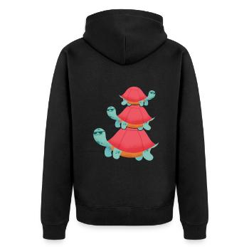 Tortues fraîches avec des lunettes de soleil, empilées, - Veste à capuche bio Premium Unisexe - noir - Dos - Nico (187cm)
