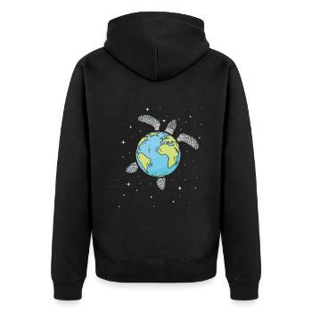 Turtle Earth Sea Turtle Earth Day - Unisex Premium Organic Zip Hoodie - black - Back - Nico (187cm)