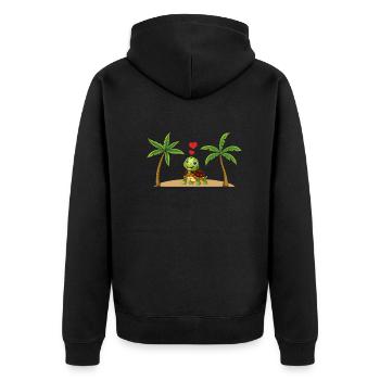 Turtle Palm Sweet Turtle Lovers - Unisex Premium Organic Zip Hoodie - black - Back - Nico (187cm)