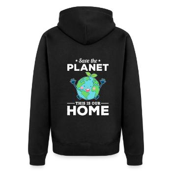 L’environnement sauve la planète C’est notre - Veste à capuche bio Premium Unisexe - noir - Dos - Nico (187cm)
