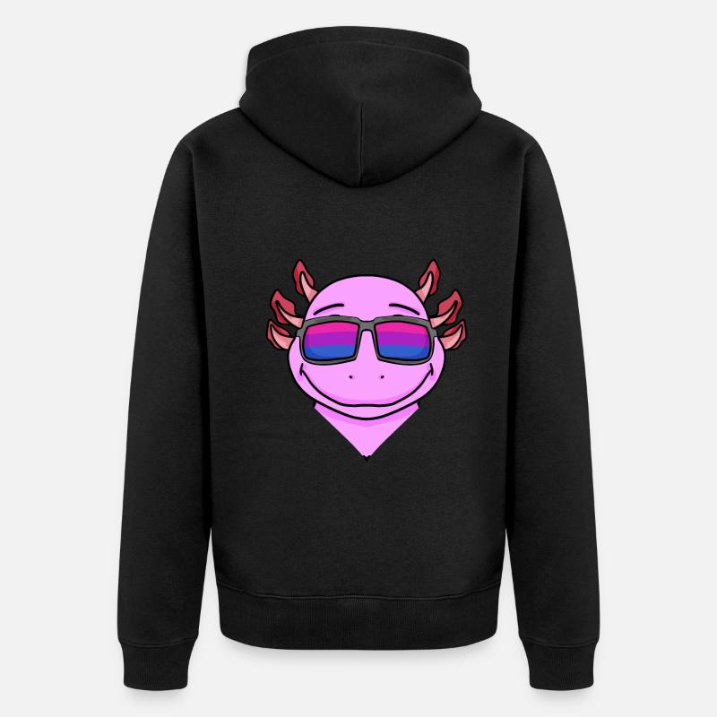 Bisexuell Axolotl Geschenk - Unisex Premium Bio Zip Hoodie - Schwarz