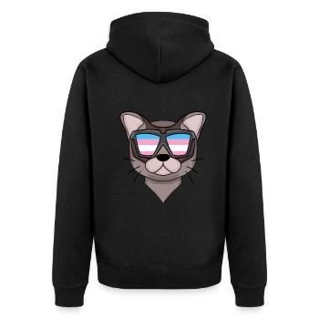 Transgender Transsexual Burma Cat Gift - Unisex Premium Organic Zip Hoodie - black - Back - Nico (187cm)