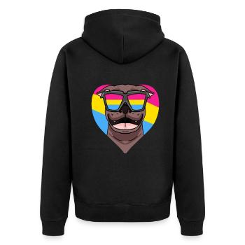 Pansexuell Pit Bull Terrier Hund Geschenk - Unisex Premium Bio Zip Hoodie - Schwarz - Hinten - Nico (187cm)