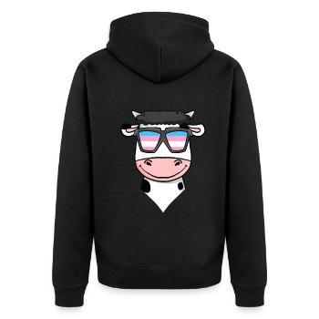 Transgender Transsexuell Kuh Geschenk - Unisex Premium Bio Zip Hoodie - Schwarz - Hinten - Nico (187cm)