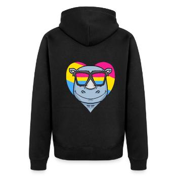 Pansexual Rhino Gift - Unisex Premium Organic Zip Hoodie - black - Back - Nico (187cm)