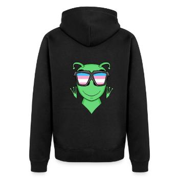 Transgender Transsexuell Alien Geschenk - Unisex Premium Bio Zip Hoodie - Schwarz - Hinten - Nico (187cm)