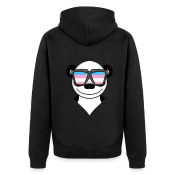 Transgender Transsexuell Panda Geschenk - Unisex Premium Bio Zip Hoodie - Schwarz - Hinten - Nico (187cm)