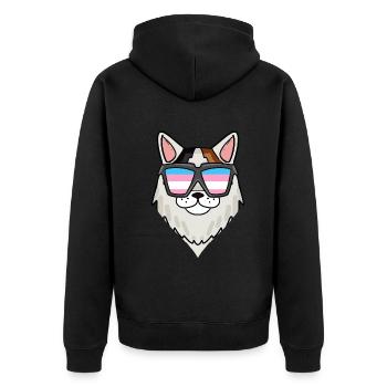 Transgender Transsexual Turkish Van Cat - Unisex Premium Organic Zip Hoodie - black - Back - Nico (187cm)