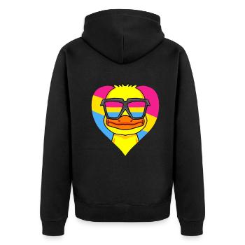 Pansexuell Ente Geschenk - Unisex Premium Bio Zip Hoodie - Schwarz - Hinten - Nico (187cm)