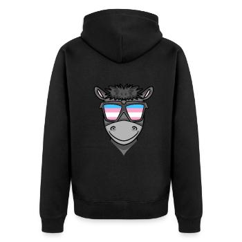 Transgender Transsexuell Esel Geschenk - Unisex Premium Bio Zip Hoodie - Schwarz - Hinten - Nico (187cm)