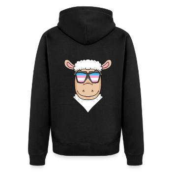 Transgender Transsexuell Schaf Geschenk - Unisex Premium Bio Zip Hoodie - Schwarz - Hinten - Nico (187cm)