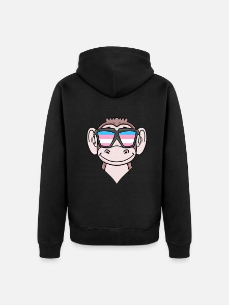Transgender Transsexual Monkey Gift - Unisex Premium Organic Zip Hoodie - black