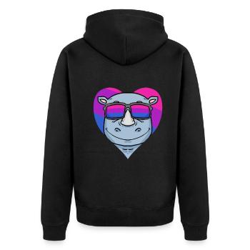 Bisexuell Nashorn Bisexualität Geschenk - Unisex Premium Bio Zip Hoodie - Schwarz - Hinten - Nico (187cm)
