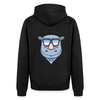 Transgender Transsexuell Nashorn Geschenk - Unisex Premium Bio Zip Hoodie - Schwarz - Hinten - Nico (187cm)