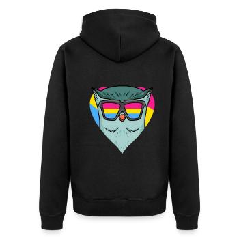 Pansexuell Eule Geschenk - Unisex Premium Bio Zip Hoodie - Schwarz - Hinten - Nico (187cm)