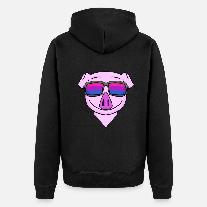 Cadeau de cochon bisexuel - Veste à capuche bio Premium Unisexe - noir