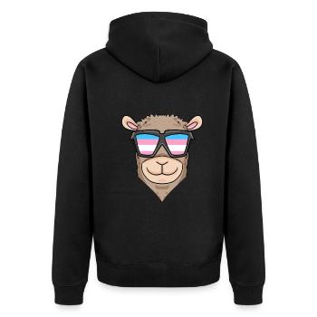 Transgender Transsexuell Alpaka Geschenk - Unisex Premium Bio Zip Hoodie - Schwarz - Hinten - Nico (187cm)