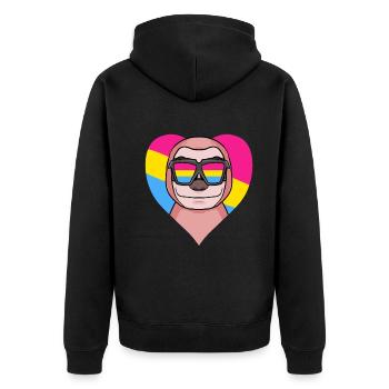 Pansexual Sloth Gift - Unisex Premium Organic Zip Hoodie - black - Back - Nico (187cm)
