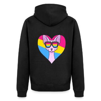 Pansexuell Sphynx Katze Geschenk - Unisex Premium Bio Zip Hoodie - Schwarz - Hinten - Nico (187cm)