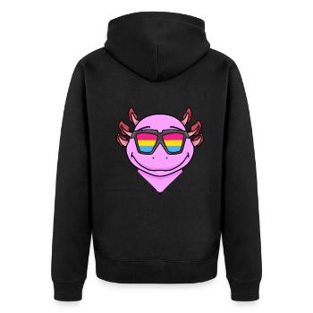 Pansexual Axolotl Gift - Unisex Premium Organic Zip Hoodie - black - Back - Nico (187cm)