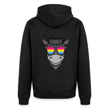 Esel - Unisex Premium Bio Zip Hoodie - Schwarz - Hinten - Nico (187cm)