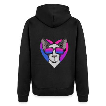 Bisexuell Orientalisch Kurzhaar Katze Geschenk - Unisex Premium Bio Zip Hoodie - Schwarz - Hinten - Nico (187cm)