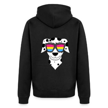 Chien dalmate pansexuel - chien avec lunettes - Veste à capuche bio Premium Unisexe - noir - Dos - Nico (187cm)