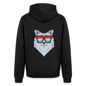 Pansexual Siberian Cat - Cat with Glasses - Unisex Premium Organic Zip Hoodie - black - Back - Nico (187cm)