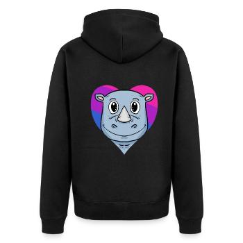 Bisexuell Nashorn Geschenk - Unisex Premium Bio Zip Hoodie - Schwarz - Hinten - Nico (187cm)