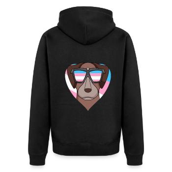 Transgender Transsexuell Pointer Hund Geschenk - Unisex Premium Bio Zip Hoodie - Schwarz - Hinten - Nico (187cm)