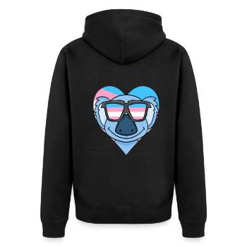 Transgender Transsexuell Koala Geschenk - Unisex Premium Bio Zip Hoodie - Schwarz - Hinten - Nico (187cm)