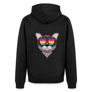 Pansexuell Burma Katze - Katze mit Brille - Unisex Premium Bio Zip Hoodie - Schwarz - Hinten - Nico (187cm)